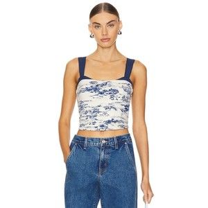 NWT $68 Free People PRINTED 2 TONE TANK - IVORY COMBO 8087 Size Medium SOLD OUT